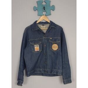 Vintage 60s Denim Jacket Big Yank USA with classic rock patches Sanforized